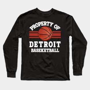 Proud Name Detroit Graphic Property Vintage Basketball Long Sleeve T-Shirt